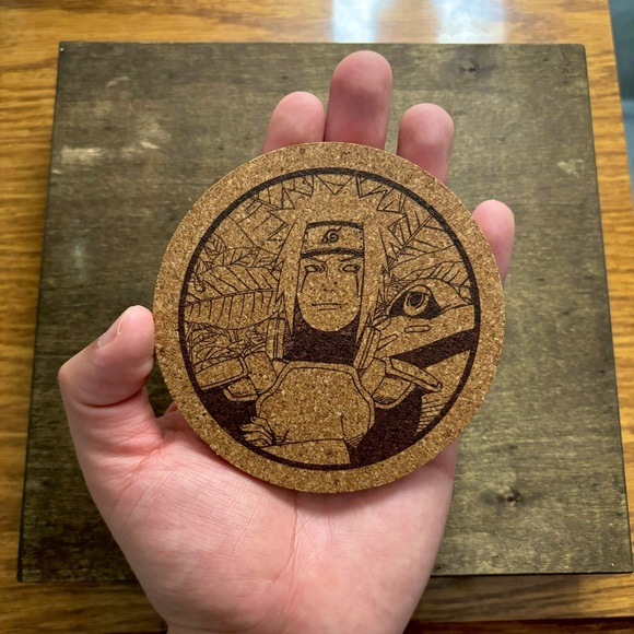 Naruto Young Jiraiya Laser Engraved Cork Coaster - Picture 3 of 5